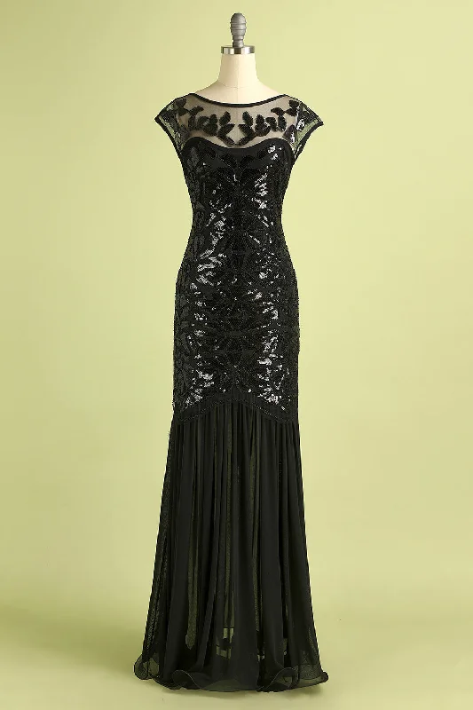 Black 1920s Sequined Flapper Dress