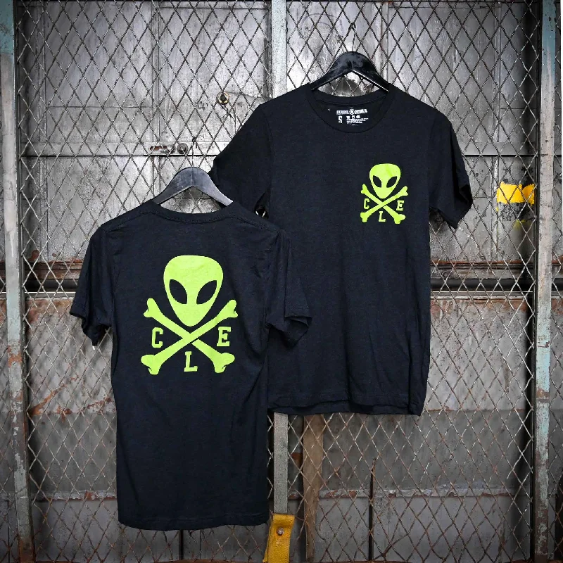 CLE Logo Alien Unisex Crew T-Shirt - Glow In The Dark