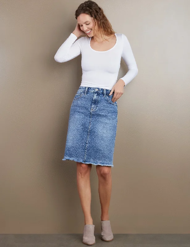 Fray Hem Short Jean Skirt