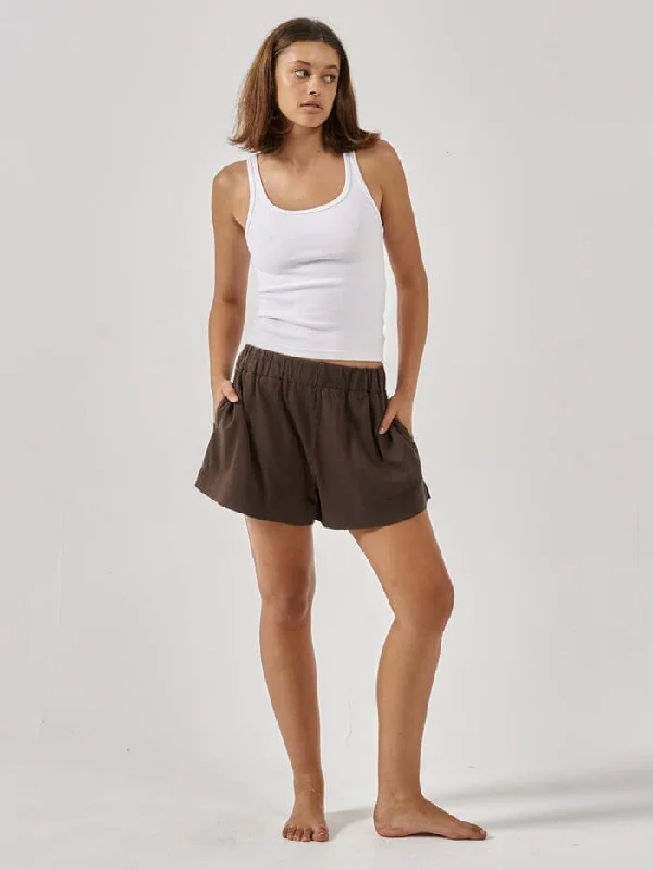 Hemp Mid Rise Short - Postal Brown