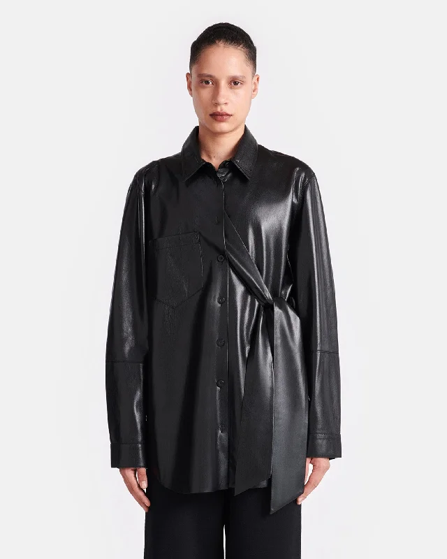 Ileka - Belted Okobor™ Alt-Leather Shirt - Black