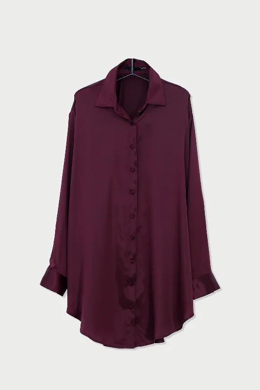 ZURI ONE-SIZE TUNIC IN SILK CHARMEUSE BORDEAUX