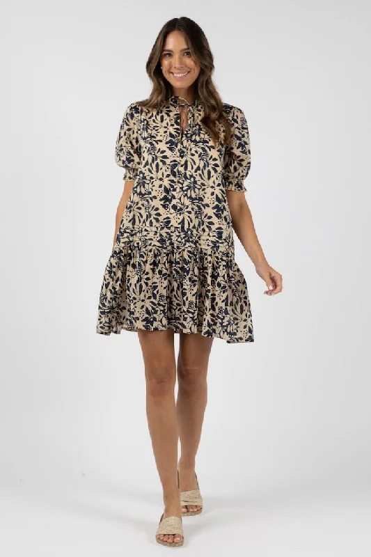 Eden Navy Print Shift Dress