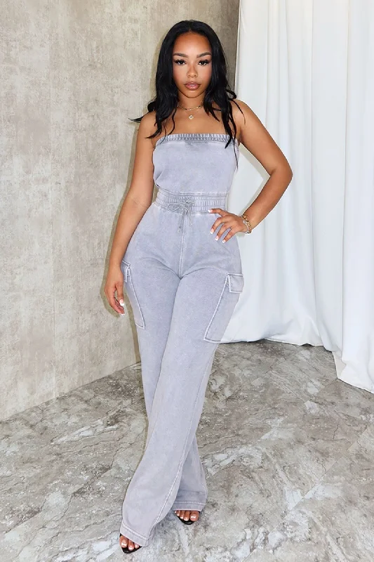 Good Vibes Mineral Washed Strapless Jumpsuit