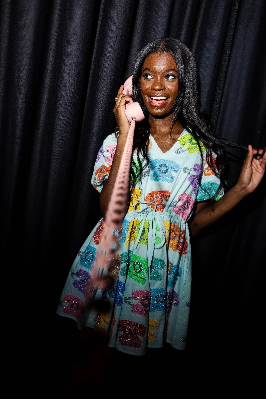 Light Blue Phone Collar Dress