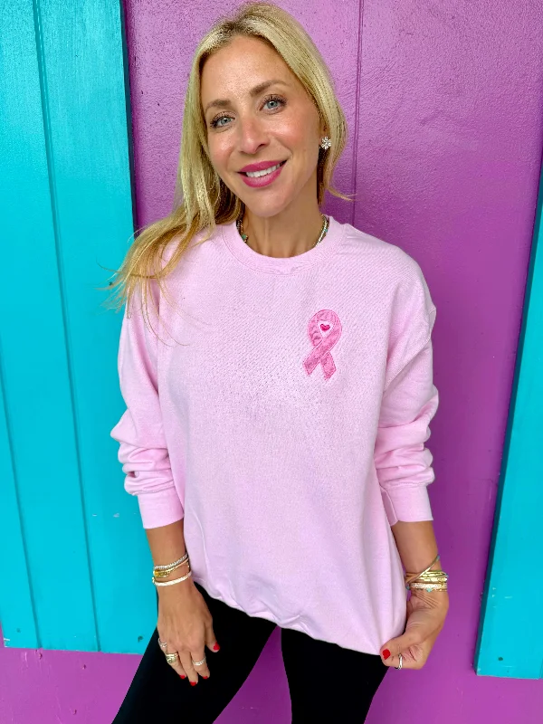 Pink Ribbon Sweatshirt for Breast Cancer Awareness