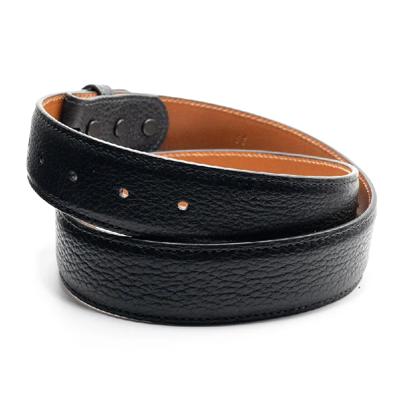 Black Bison Leather Belt Straps