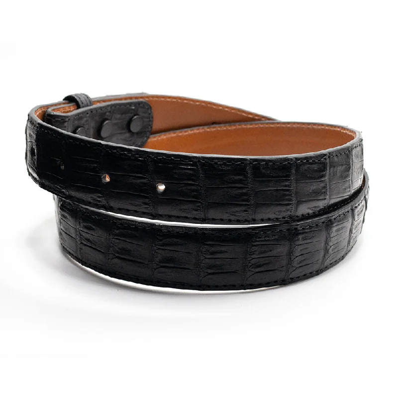 Black Caiman Crocodile Belt Straps