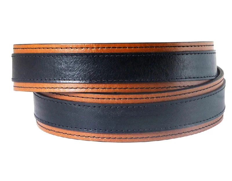 Black & Tan Leather Belt Straps