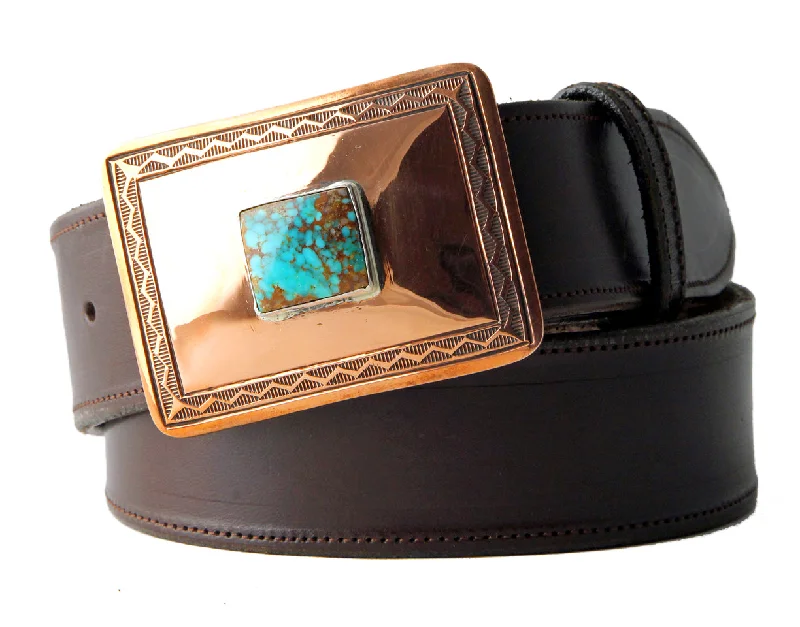 Chacon Copper w/ Kingman Turquoise One Piece Buckle 1.5