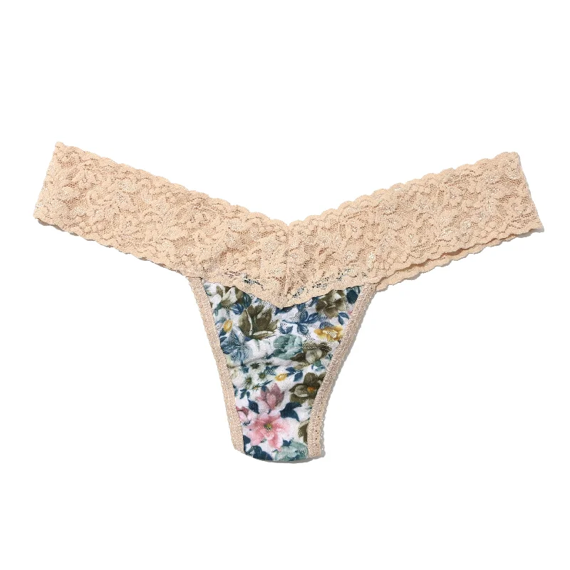 Signature Lace Low Rise Thong | Vintage Blossom/Chai