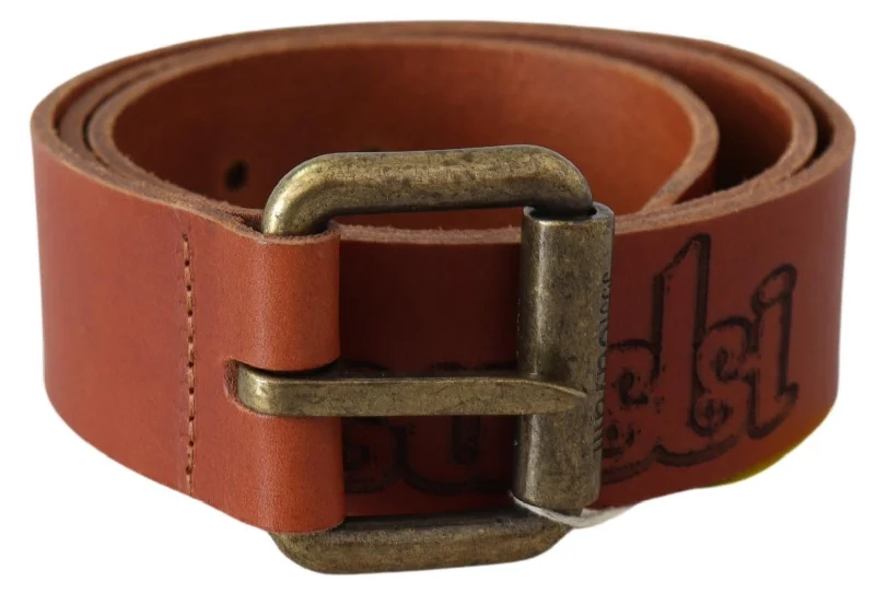 Just Cavalli Leather Logo  Rustic Metal Buckle Women's Belt