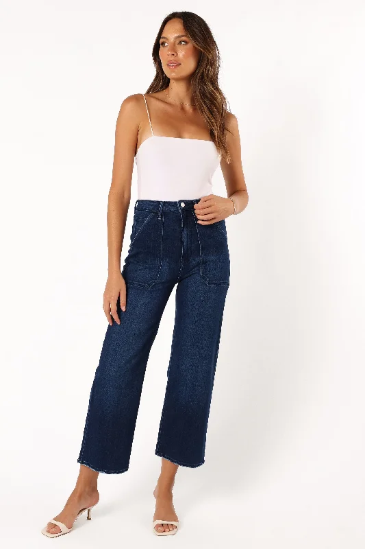 Kinsley High Rise Wide Leg Jean - Dark Denim