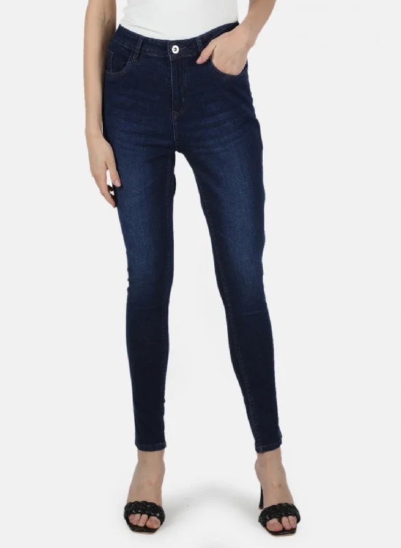 Women Navy Blue Slim Fit Denim