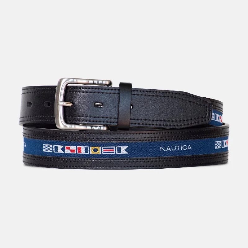 Nautica Mens Reversible Flag Belt