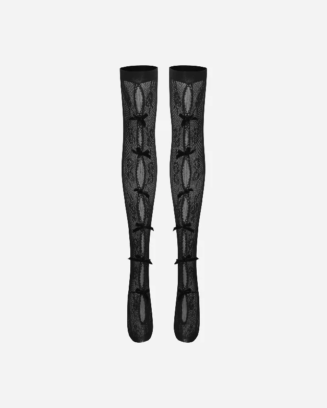 Women's Bownot Lace Mid-Calf Socks Black