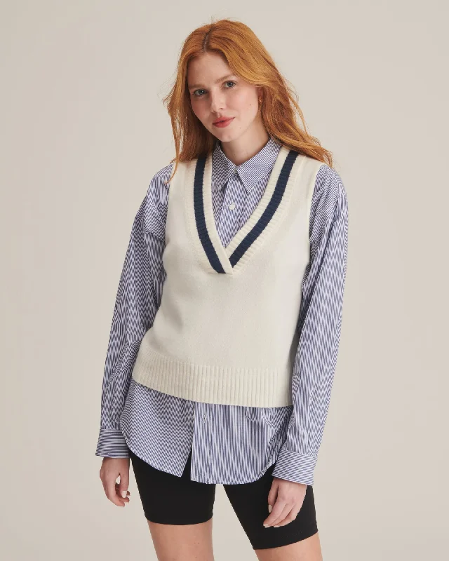 Cashmere Varsity V-Neck Vest