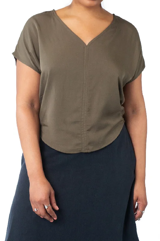 Dolman top in Olive Rayon Twill