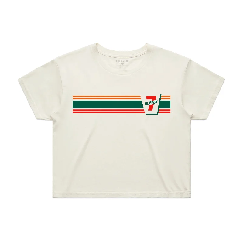 Women's Modest Crop Retro Stripe Tee