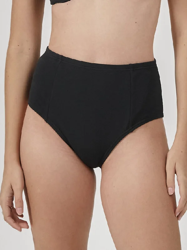 Adira High Waist Bikini Bottom - Black