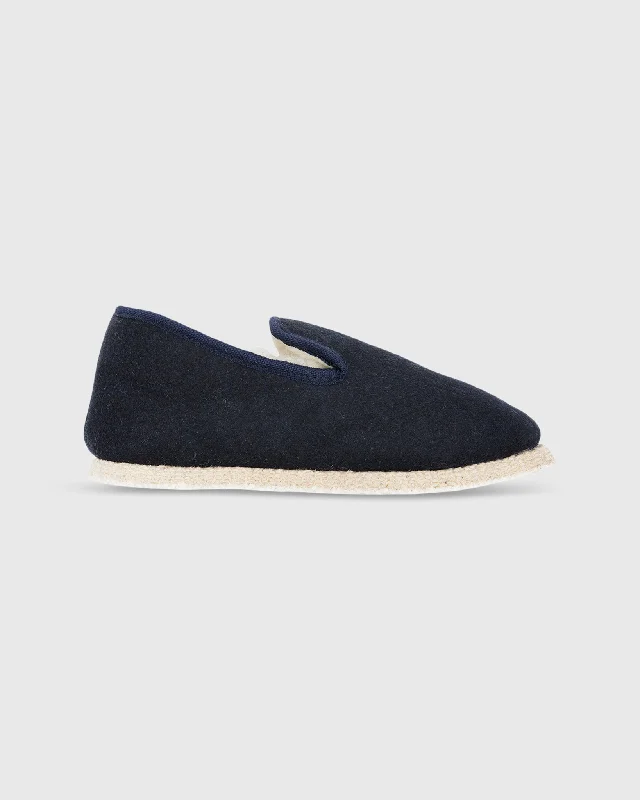 Women's Wool Slippers in Navy