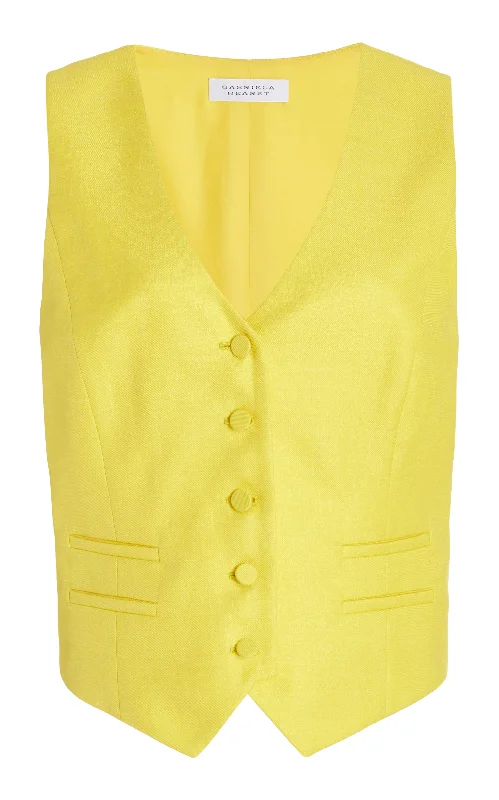 Coleridge Vest in Cadmium Yellow Virgin Wool and Silk Linen Twill