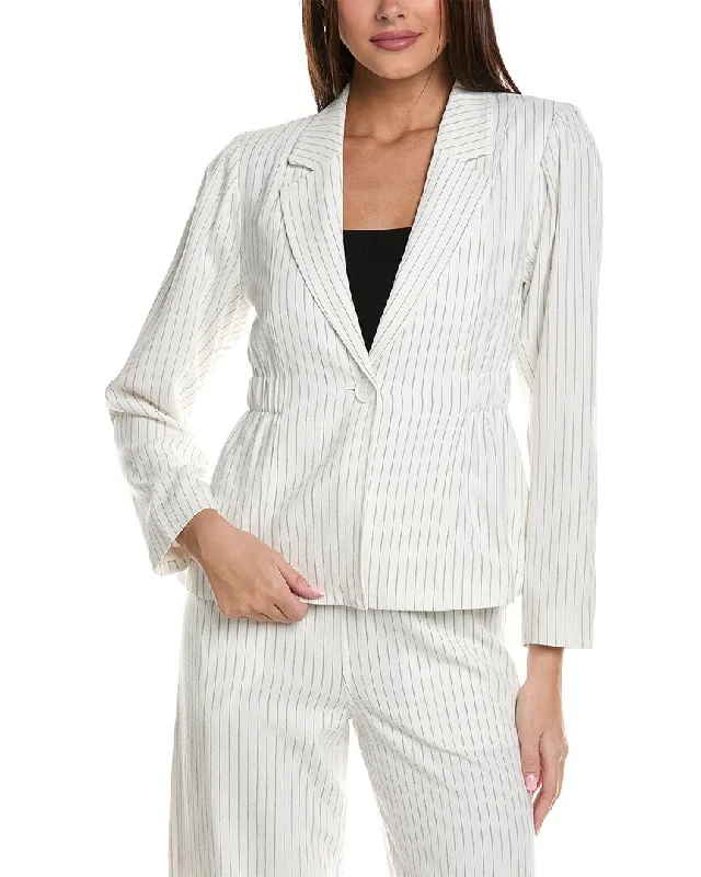 Crystal Kobe Pinstripe Linen-Blend Jacket