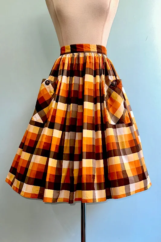 Orange Plaid Darlene 50's Skirt by Hell Bunny