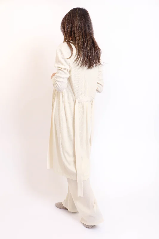 Soft Cream Ribbed Robe