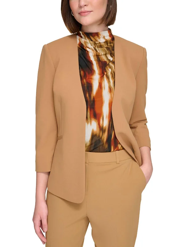 Womens Scuba Office Wear Open-Front Blazer