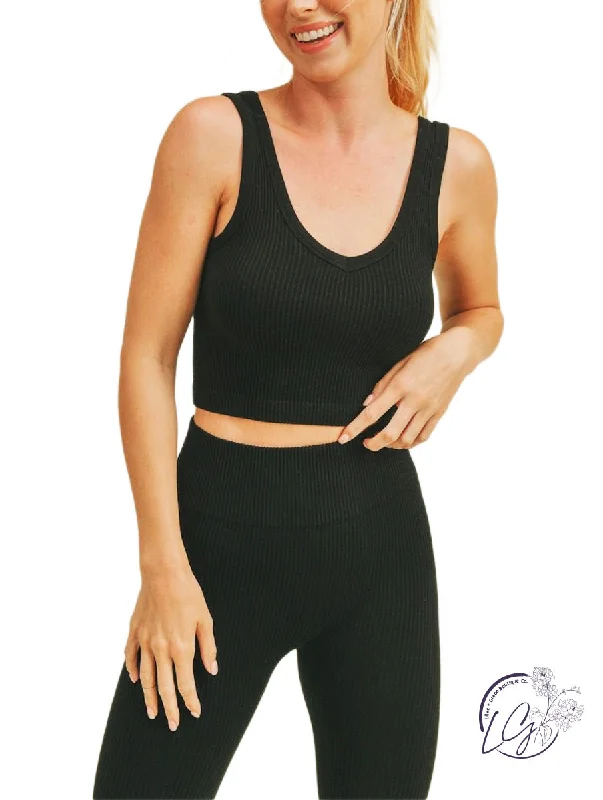 Cropped Premium Seamless Ribbed V Tank Top